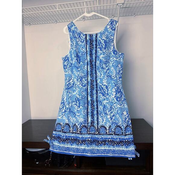 Lilly Pulitzer Mila Shift Dress Blue Sea Turtle - Size 14 NWOT - Picture 1 of 9